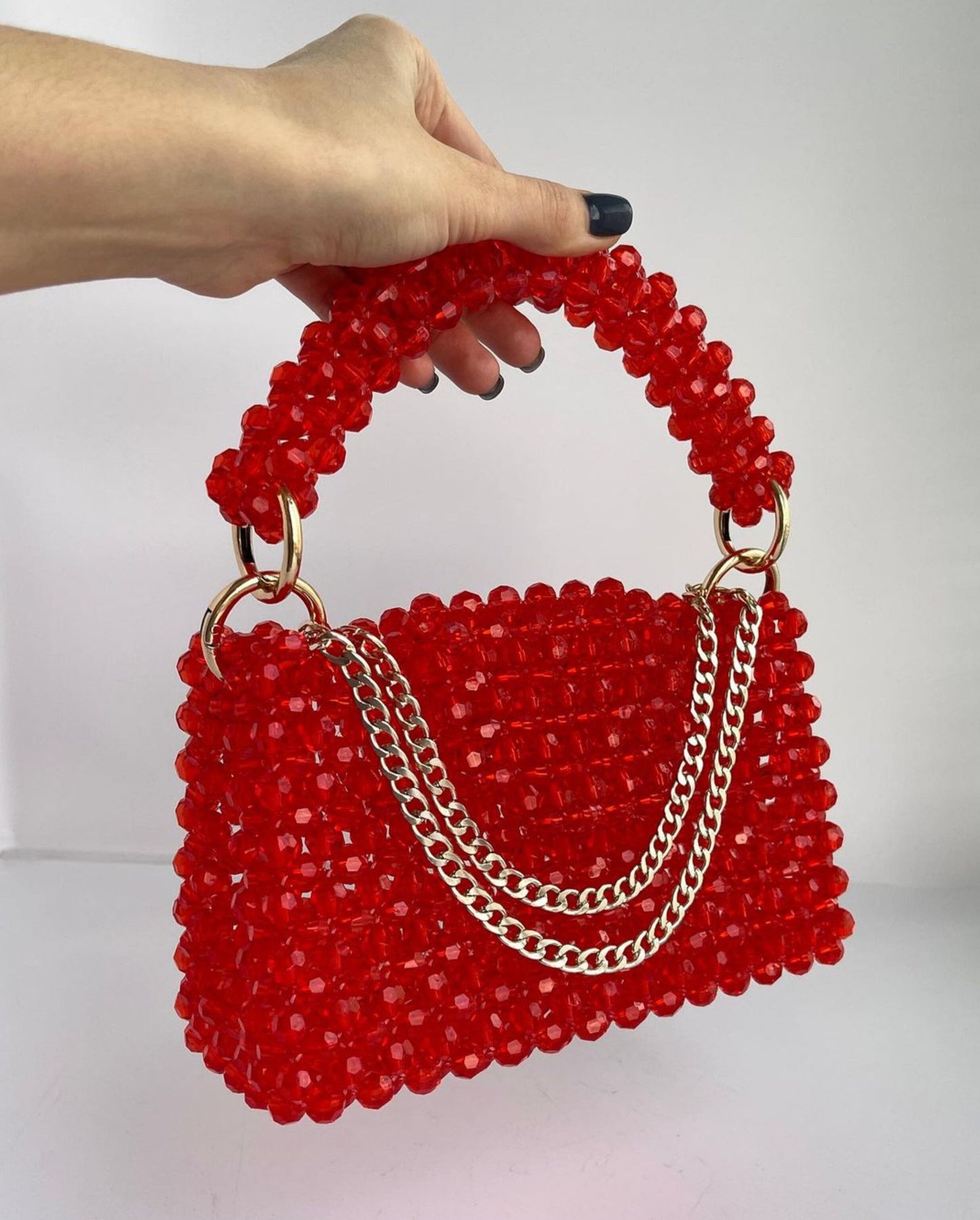 E: Red Crystal Bead Bag