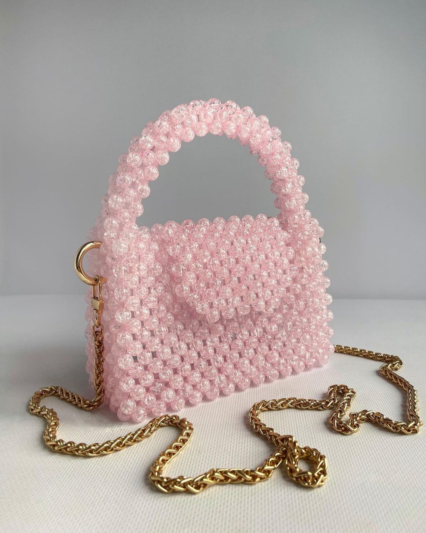 N: Pink Crystal Bead Bag