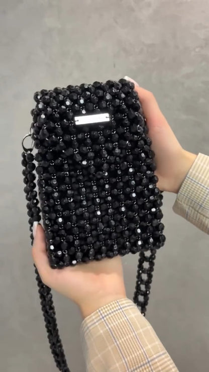 G: Crystal Black Beads Bag