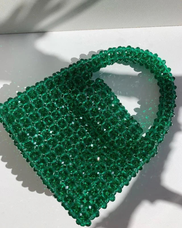 F: green Crystal Beaded Bag