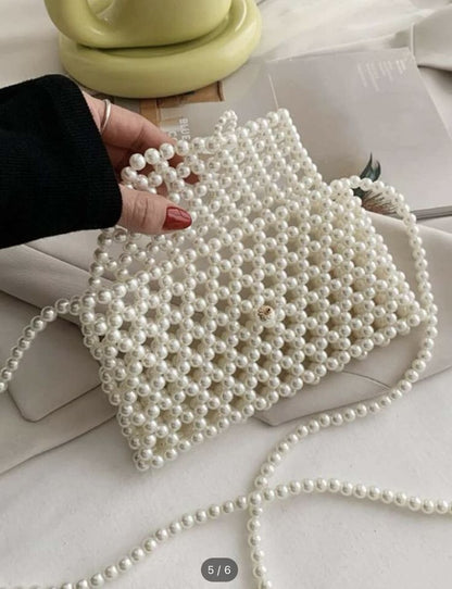 B: Pearl Beaded Hand Bag