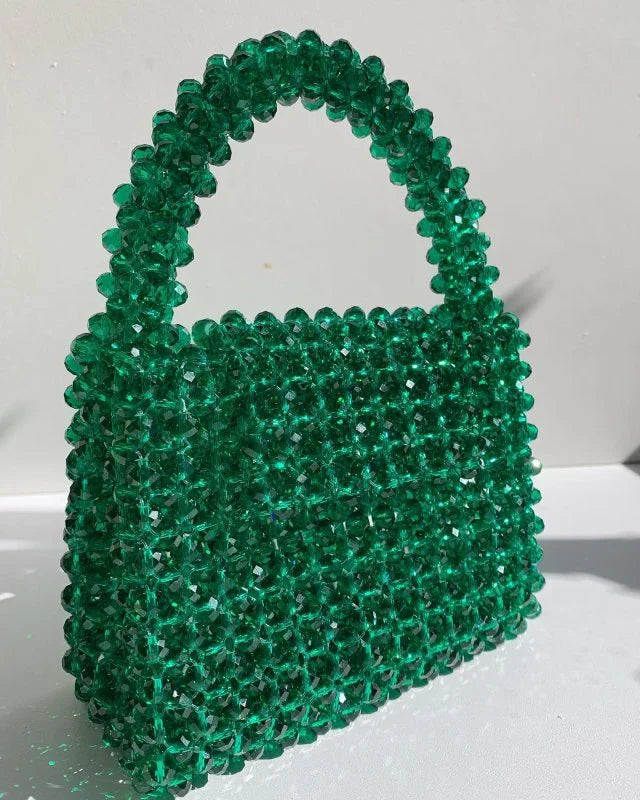 F: green Crystal Beaded Bag