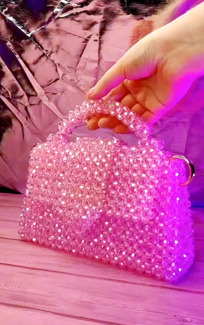 O: Crystal Pink Beads Bag